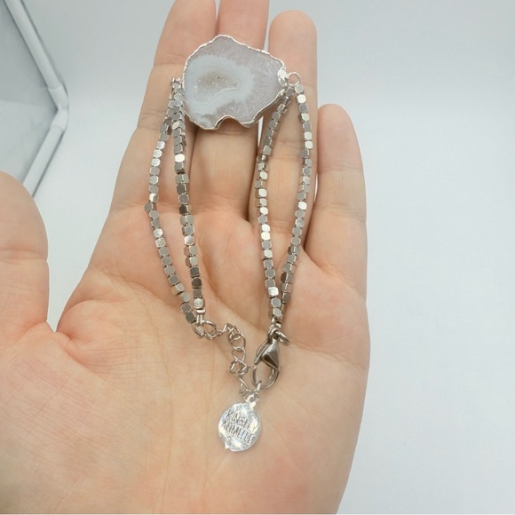 Kinsley Armelle SILVER CRUSH Silver Plated Adjustable BRACELET - Picture 3 of 8